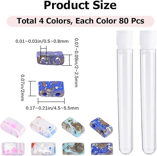 CREATCABIN 320 pièce Perles Demi-Tila 2 Trous,4 Couleurs Mélangées,Perles Rocaille Verre,Antiques,Plates,Rectangulaires,Vintage,Mini Opaques pour L'Artisanat Bracelets Colliers Boucles,Bleu,Rouge - Nail Gallerys