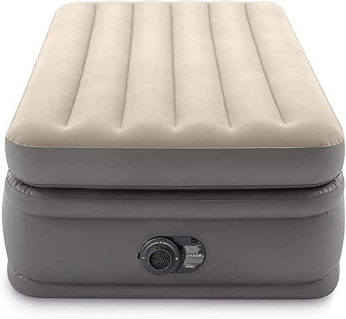 Intex 64162ND - Materasso Dura-Beam Prime Comfort Singolo, Con Pompa Elettrica Incorporata, 99x191x51 cm, Beige, Marrone - Nail Gallerys