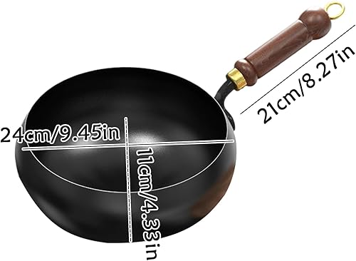 Poêle japonaise en fer avec couvercle en bois, 24 cm/28 cm, poêle japonaise antiadhésive forgée à la main, poêle en acier inoxydable non revêtue pour cuisson naturelle, cuisinière à gaz et à induction - Nail Gallerys