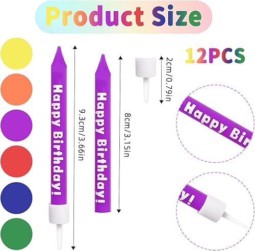 Lot de 12 bougies d'anniversaire arc-en-ciel pour enfants, bougies d'anniversaire pour gâteau, anniversaire, fête, Noël - Nail Gallerys