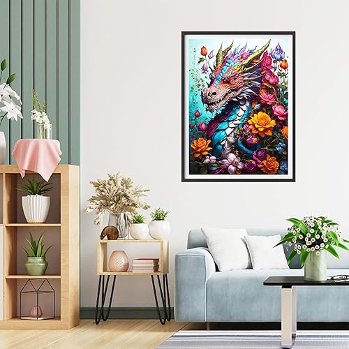 QQYRHN 5D DIY Dragon Fantastique Kits de Peinture Diamant, Complète Fleurs Diamond Painting pour Adulte Débutants, Dragon Art du Diamant, Décoration Murale Maison Peinture au Diamant Avec 30x40 cm - Nail Gallerys