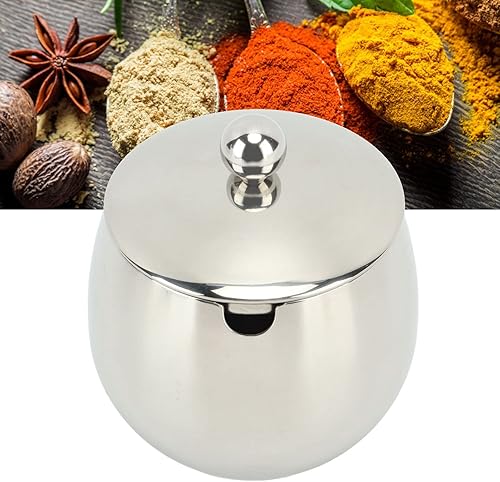 Natudeco Sucrier Avec Couvercle Grand Pot à épices Bol Doré Avec Couvercle Pot à Sucre En Acier Inoxydable Rangement Pour Sucre Sel Bonbons Café Crémier édulcorant(Argent) - Nail Gallerys