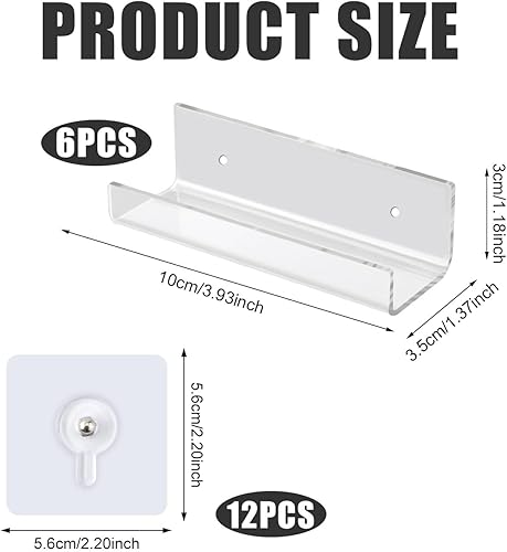 6 Support Mural pour Disque Vinyle, avec 12 Autocollants Vis Sans Clous Support Disque Acrylique Transparent Présentoir pour Couvertures d'Album, Décoration de la Maison, du Bureau - Nail Gallerys