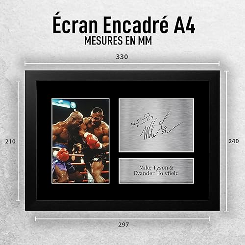 HWC Trading FR A4 Evander Holyfield & Mike Tyson Cadeaux photo autographe signée imprimée pour les fans de boxe - A4 Encadré - Nail Gallerys