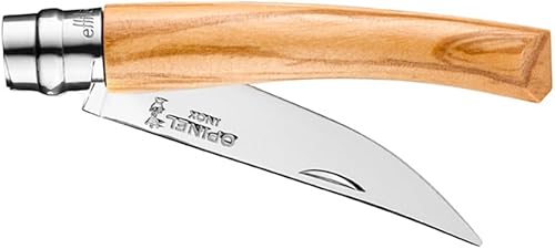 Opinel - N°08 Couteau de Poche Effilé - Lame Finition Poliglace 8 cm Inox, Manche Olivier, Usage Quotidien, Bague de Sécurité Virobloc - Fabrication Française - Nail Gallerys