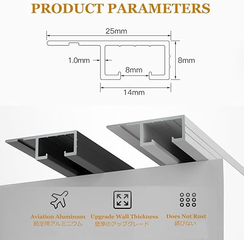Tringle à rideau autocollante pour montage au plafond ou au mur – Tringle à rideaux ultra fine en alliage d'aluminium (2,2 à 6 m) – Tringle à rideau adhésive pour fenêtres, baies vitrées, camping-cars - Nail Gallerys