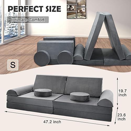 Meulbaty Canapé de jeu pour enfants, composé de 10 blocs de mousse, modulable, modulable, pour jouer, être créatif, dormir - Nail Gallerys