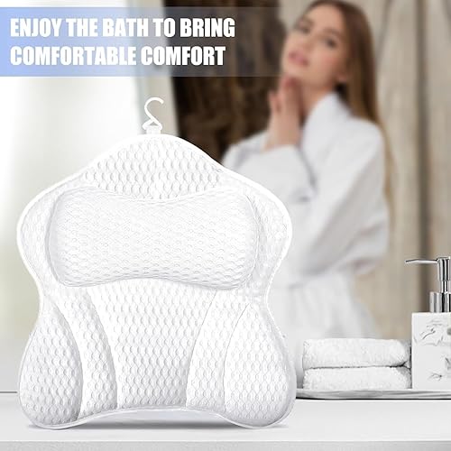 Snarflun Coussin de Baignoire 4D Air Mesh avec 6 Ventouses - Pour Cou et Spa à Domicile - Nail Gallerys