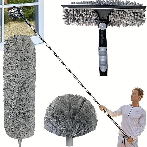 Qfdiwr Manche Télescopique Épousseteur De Plafond,Brosse en Microfibre,Époussetage Polyvalent avec Perche Réglable pour Vitres Et Murs,Microfibre À Grande Portée pour Toile D'Araignée - Nail Gallerys