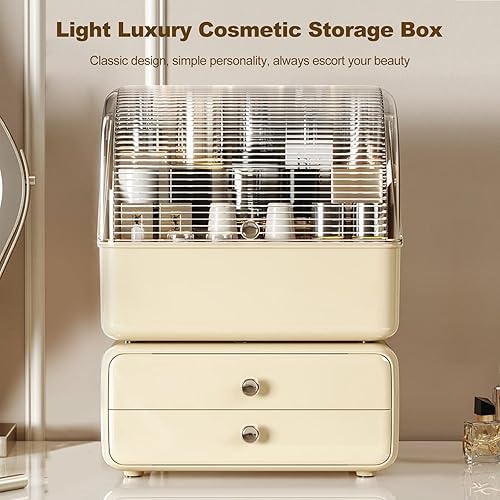 Galatée Anti-Poussière Organisateur Maquillage Bureau Tiroirs Rangement de Bijoux en Plastique Boîte de Rangement de Cosmétiques Conteneur Divers pour La Maison Boite -Jaune A+B - Nail Gallerys
