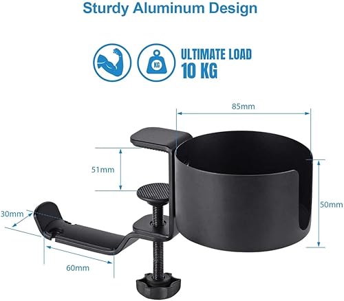 Trooth Porte-Gobelet de Bureau 2 en 1 Porte-Gobelet de Bureau avec Support pour Casque pour Bureau ou Table Noir - Nail Gallerys
