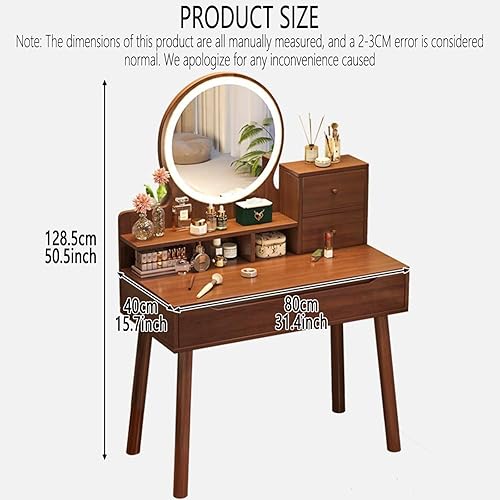 Coiffeuse avec miroir lumineux LED, luminosité réglable, coiffeuse pour cosmétiques, meuble B - Nail Gallerys