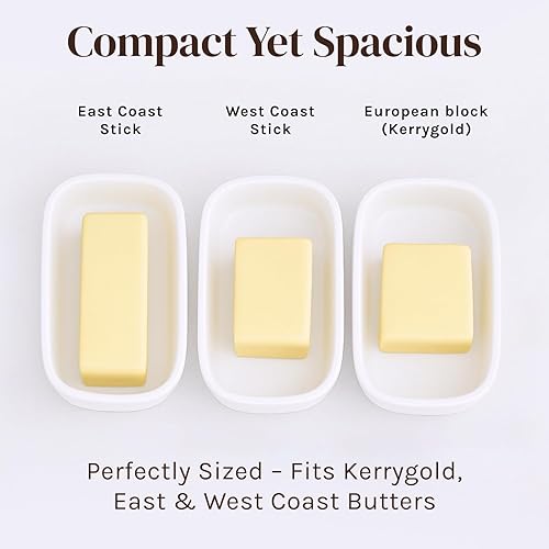 Bigger Size Beurrier moderne extra-large blanc crème avec couvercle anti-odeur | Lave-vaisselle et micro-ondes | Idéal pour ranger 250 g de beurre au frigo - Nail Gallerys