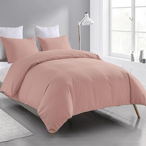 Beqnat Housse de Couette 220x240 cm avec 2 Taies d'oreiller 65x65 cm (Beige), Parure de Lit 2 Personnes 220 x 240 cm en Microfibre, Couverture Non Repassable et Infroissable avec Fermeture à Glissière - Nail Gallerys