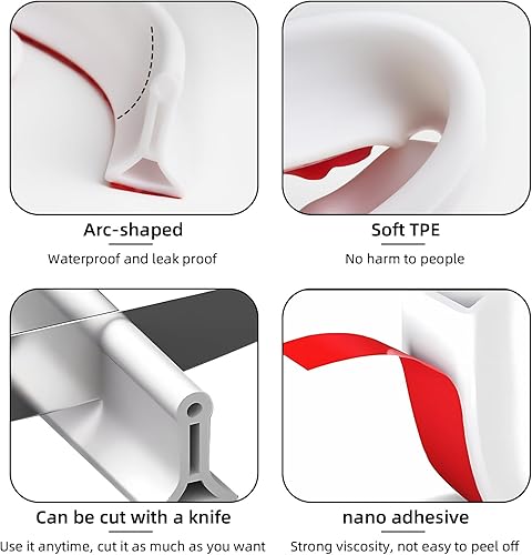 Swavitie Seuil de Douche Barrage d'Eau Blanc Barrière de Douche Pliable 2m Barriere de Douche Anti Débordement Barre de Seuil Etancheite pour Bac à Douche Accessoires Salle de Bains - Nail Gallerys