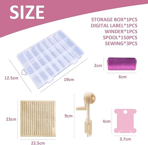 ATBUSS Lot de 156 Organisateurs de Fils à Broder - Boîte de Rangement 24 Grilles, Étiquette Numérotée, 150 Bobines, 3 Fils à Coudre - Accessoires de Point de Croix - Nail Gallerys