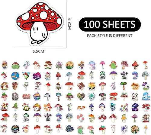 GTYHH 100 Feuilles D'Autocollants Champignons, Autocollants en Vinyle Autocollants, Autocollants Graffiti Champignons, Autocollants De Dessins Animés Imperméables, Planches À roulettes - Nail Gallerys