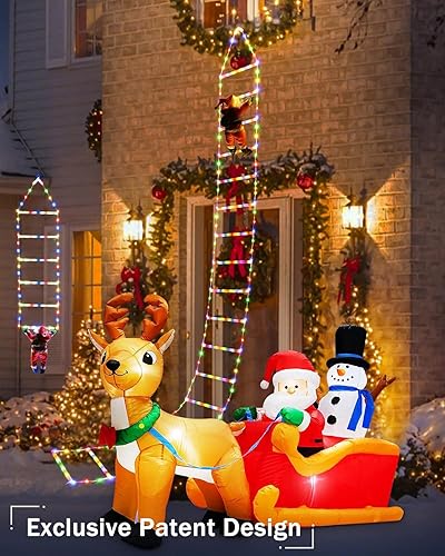 90Led RGB Échelle Lumineuse de Noël - 75*30CM Avec Père Noël, Décoration Colorée Pour Intérieur et Extérieur, Fenêtre, Jardin, Maison, Mur, Arbre - Nail Gallerys