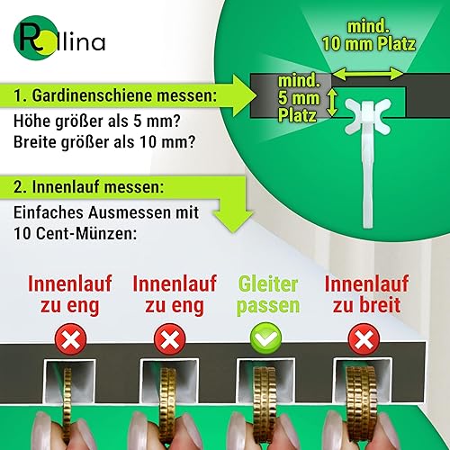 Rollina Lot de 100 crochets de rideaux en X pour rails de 6 mm de largeur de rail intérieur - Crochets de rideau - 10 mm - Nail Gallerys