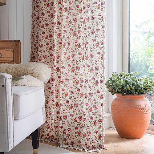 FAWFCJD Rideaux Occultants Floraux Boho for Chambre À Coucher Shabby Chic, Assombrissant, Rideau De Fenêtre À Isolation Thermique, Panneaux Épais, Draperies À Motif De Fleurs(Size:150x300cm) - Nail Gallerys