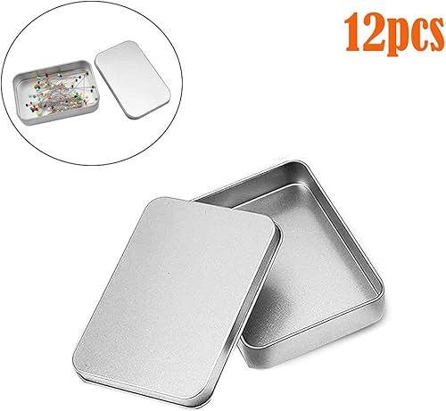 Boîte Métallique, 12 Pièces Argent Boite En Étain, Boîtes Rectangulaires Vides En Métal, avec Couvercle, pour Clés De Rangement, Cosmétiques, Câbles Usb, Nail Art, Mini Bougies(3.1*2.4*0.7in) - Nail Gallerys