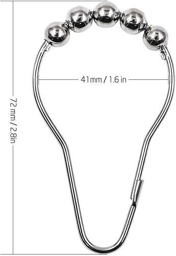 Ulable Lot de 24 anneaux pour rideau de douche ornés de boules en acier inoxydable chromé - Nail Gallerys