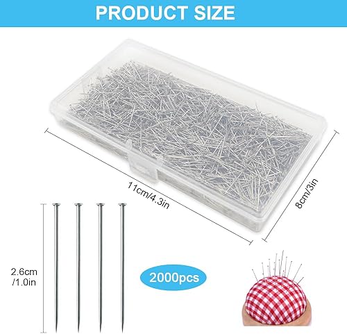 YZROHYI 2000 Pièces Epingles à Couture Acier Inoxydable 26 MM,ÉPingles à Tête Couture Fine,Épingle Droite,Sewing Pins,Épingles Couturière,Epingle a Coudre pour Fabrication De Bijoux, Artisanat - Nail Gallerys