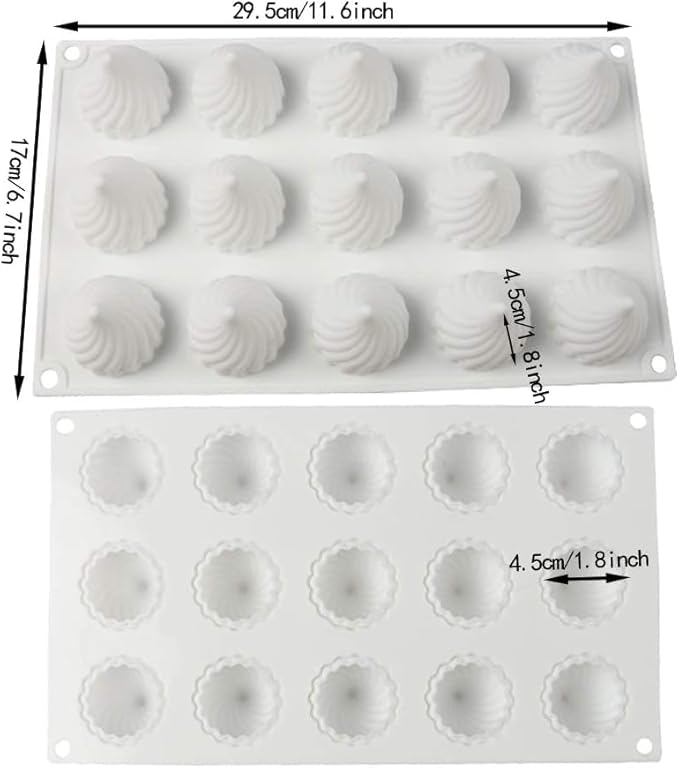 KOMUNJ Moule à oignons en silicone à 15 trous, pour la cuisson des cupcakes, du savon, du pudding, du chocolat (forme oignon/spirale) - Nail Gallerys
