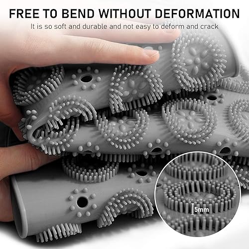 JOLIGAEA PVC Tapis de Bain Massage Rond, 55 cm / 21,65 inch, Tapis Douche Antidérapant, Tapis de Salle de Bain Antibactérien, Tapis de Baignoire Lavable en Machine,Résistant moisissure - Nail Gallerys