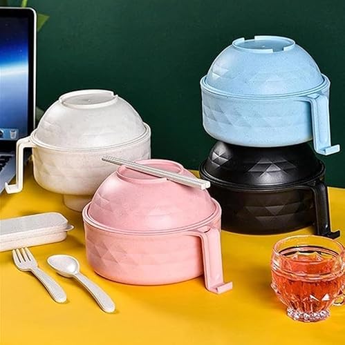 Lot de 6 saladiers Ramen avec couvercle et couverts,vaisselle japonaise pour ramen,passe au micro-ondes, kit complet avec cuillère,fourchette et baguettes,Approprié pour la maison et les idées (rose) - Nail Gallerys