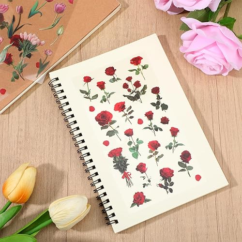 HJZHII Autocollants roses, 12 pièces autocollants fleurs, tulipes, stickers muraux pour scrapbooking, fabrication de cartes, journaling, enveloppe, bouteille d'eau, bricolage, artisanat - Nail Gallerys