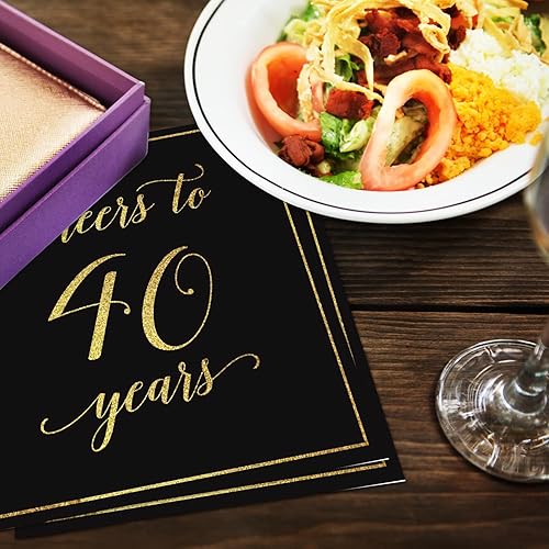 Lot de 40 serviettes decoration anniversaire 50 ans - serviette papier personnalisée pour 50e anniversaire, deco anniversaire 50 ans homme et femme, Happy Birthday, 33 x 33 cm - Nail Gallerys