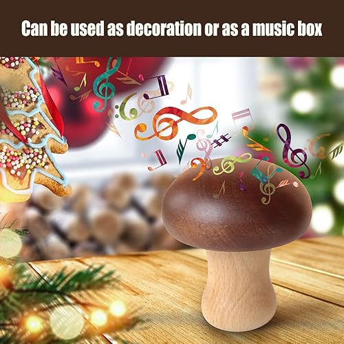 YWNYT Boîte à musique en bois, boîte à musique en forme de champignon, boîte à musique rotative avec mécanisme d'horloge, décoration d'intérieur, cadeau d'anniversaire - Nail Gallerys