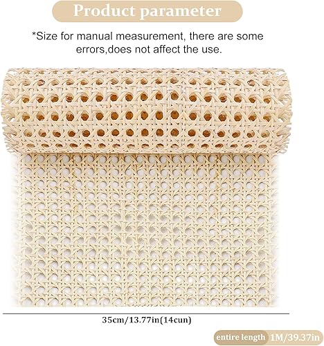 Sangle Cannage Rotin Rouleau, 35 x100 cm Rouleau de Cannage Rotin, Rouleau de Cannage, Canne en Maille Ouverte Tissée, Carré Rouleau Rotin Cannage Rotin, Cannage Rotin pour Meubles, Chaise, Armoire - Nail Gallerys