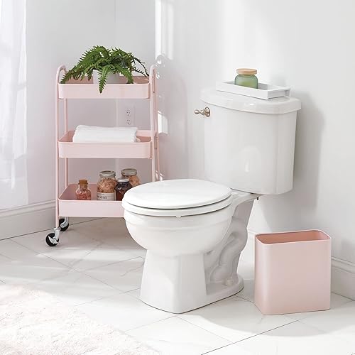 mDesign chariot salle de bain en métal – rangement salle de bain mobile et spacieux à 3 niveaux – étagère rangement pratique pour la chambre d'enfants ou la salle de bain – rose clair - Nail Gallerys