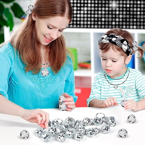 ANNJUC Lot de 50 mini porte-clés disco miroir en vrac pour fournitures disco des années 70 et 80 - Nail Gallerys