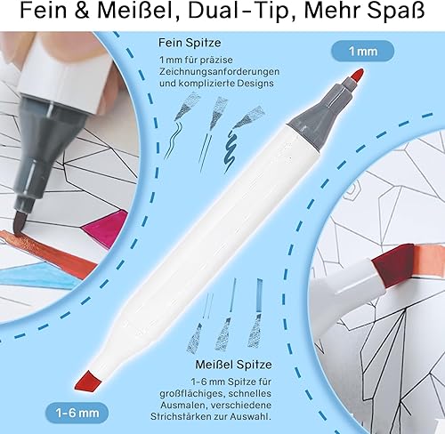 Vokiuler 168+2 Couleurs Feutre a Alcool, Marqueurs à Dessin Avec App Feutre Alcool Double Pointe Pour Enfants Adultes Artiste Etudiants Coloriage, Marqueur Permanent Avec étui de Sac en Tissu Noir - Nail Gallerys