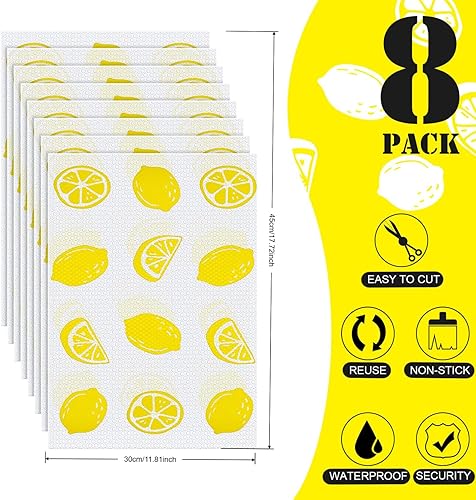 8 Pièces Tapis de Réfrigérateur Lavable, Réutilisable Tapis de Frigo, 30 * 45cm, Tapis de Refrigerateur Antibactérien Antisalissure, Tapis de Tiroir, Antidérapant, pour Cuisine, et Armoire - Nail Gallerys