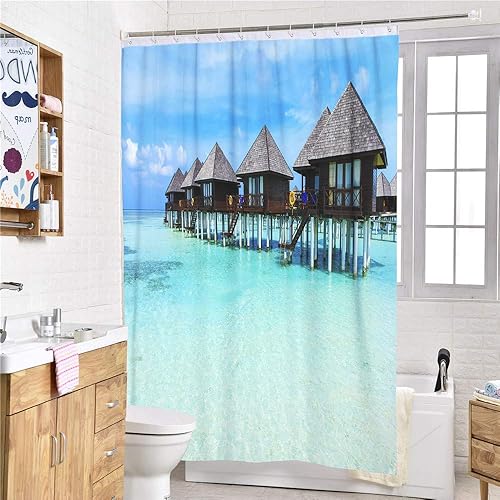 FANSU Rideau de Douche Tissu Lavable, Polyester Rideaux de Salle de Bain Facile à Nettoyer avec 12 Crochets Résistant à l'eau Anti-moisissure Décor À La Maison Accessoires (Orange,90x180cm) - Nail Gallerys