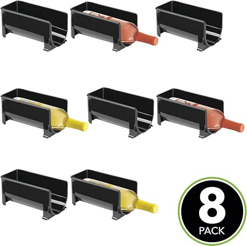 mDesign Range Bouteille Moderne (Lot de 8) – casier à Bouteilles superposable pour Bouteilles d'eau et gourdes – Support pour Bouteille de vin pour la Cuisine ou Le Garde-Manger – Noir - Nail Gallerys