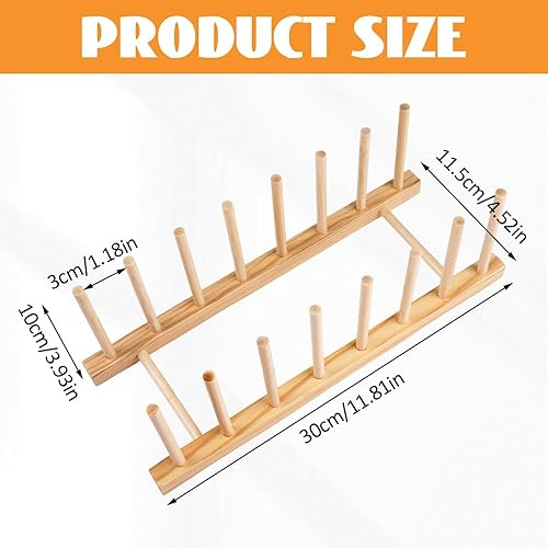 Egouttoir Vaisselle Bois, 7 Emplacements et Espacement 3 cm, 30 X 11,5 X 10 cm, Organiseur D'assiettes en Bois pour Ranger Assiettes, Tasses, Couvercles de Casseroles, Livres, Pot, Planche à Découper - Nail Gallerys