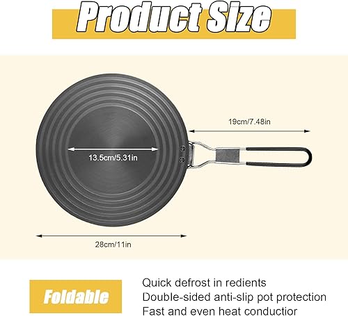 Qivine Adaptateur Plaque Induction 28cm avec Poignée Pliable - Plaque en Aluminium Facile à Nettoyer pour Cuisinière Électrique, Gaz, Marmite, Bouilloire - Nail Gallerys