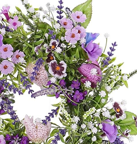 artplants.de Couronne d'été Artificielle Fedora, Lavande, lathyrus, Lilas, Ø30cm - Couronne Artificielle/Couronne de Porte - Nail Gallerys