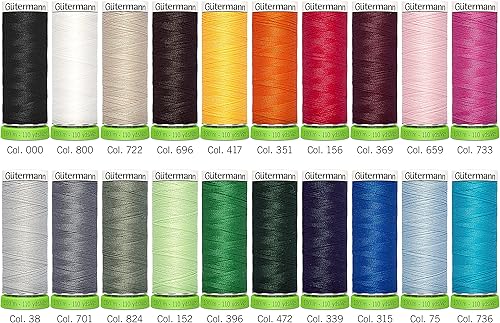 Gutermann rPET Polyester Sew-All Thread Set 20 Spools-Popular 731139-1 - Nail Gallerys