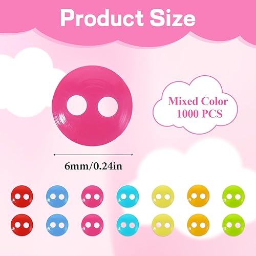 Lot de 1 000 petits boutons ronds à 2 trous pour travaux manuels, scrapbooking, peinture de vêtements, décoration de 6 mm - Nail Gallerys