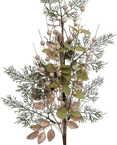 Feeric Lights et Christmas - Branche Feuilles Vertes Billes dorées 75cm - Nail Gallerys