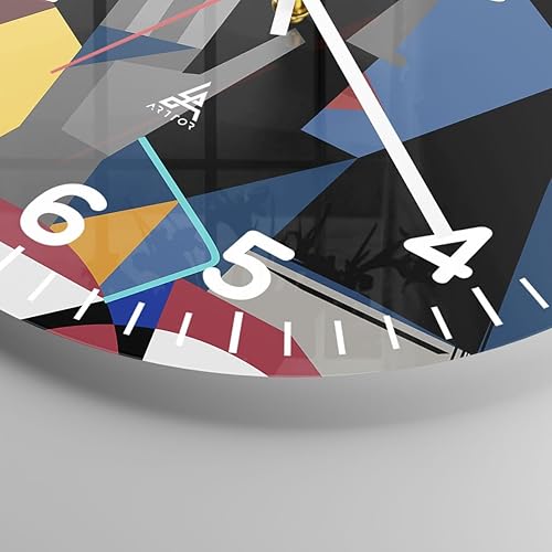 Horloge Murale Design Moderne Personnes Cubisme Portrait 40x40cm Petit Pendule murale en verre Cuisine Salon Chambre Silencieuse Originale Wall Clock Décoration Murale Art Wall Decor C4AR40x40-5422 - Nail Gallerys