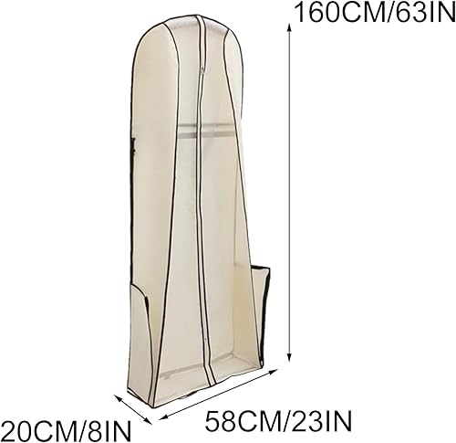 LIKANGLONGJU 2 Housse Robe de Mariée Portables, Housse Vetement pour Robes de Mariée, avec Fenêtre Transparente, pour Les Robes de Mariée(Black,58x20x160cm/23x8x63in) - Nail Gallerys