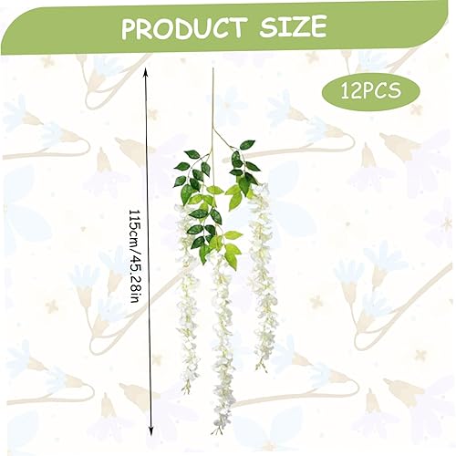 Wisteria Hanging Silk Flowers 12pcs 3,77 pi Wisteria artificielle fleurs suspendues guirlande décorative fausse fleur suspendue Garland Garland Fleurs de soie réaliste décoration de fête pour la - Nail Gallerys