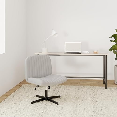 naspaluro Chaise de Bureau sans Accoudoirs, Fauteuil de Bureau avec Large Assise sans roulettes, Fauteuil Pivotant en Velours, Chaise de Maquillage Dossier Inclinable et Hauteur Réglable, Rose - Nail Gallerys
